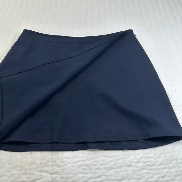 Scoop Chic Women's Dark Blue Fold Over Ponte Mini Skirt - Picture 6 of 10